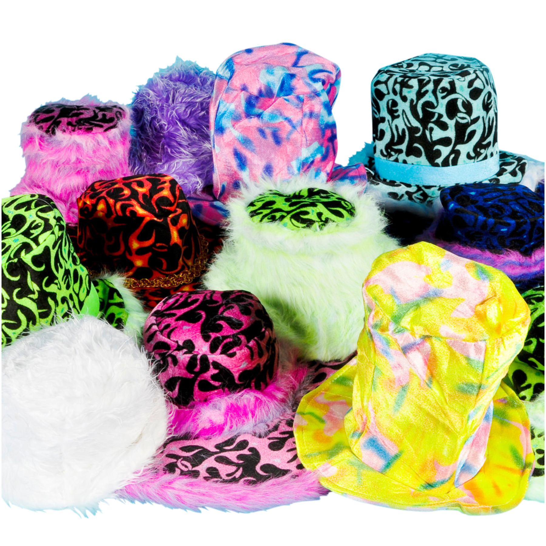 UPC 852669429308 product image for Funky Colored Hat Assortment 12 Hats | upcitemdb.com